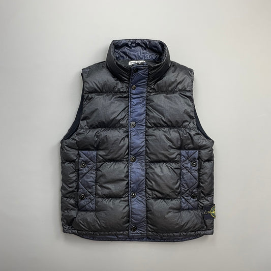 Stone Island Navy & Black AW11 Two-Tone Nylon Garment Dyed 26GR X SQM Down Filled Gilet Vest