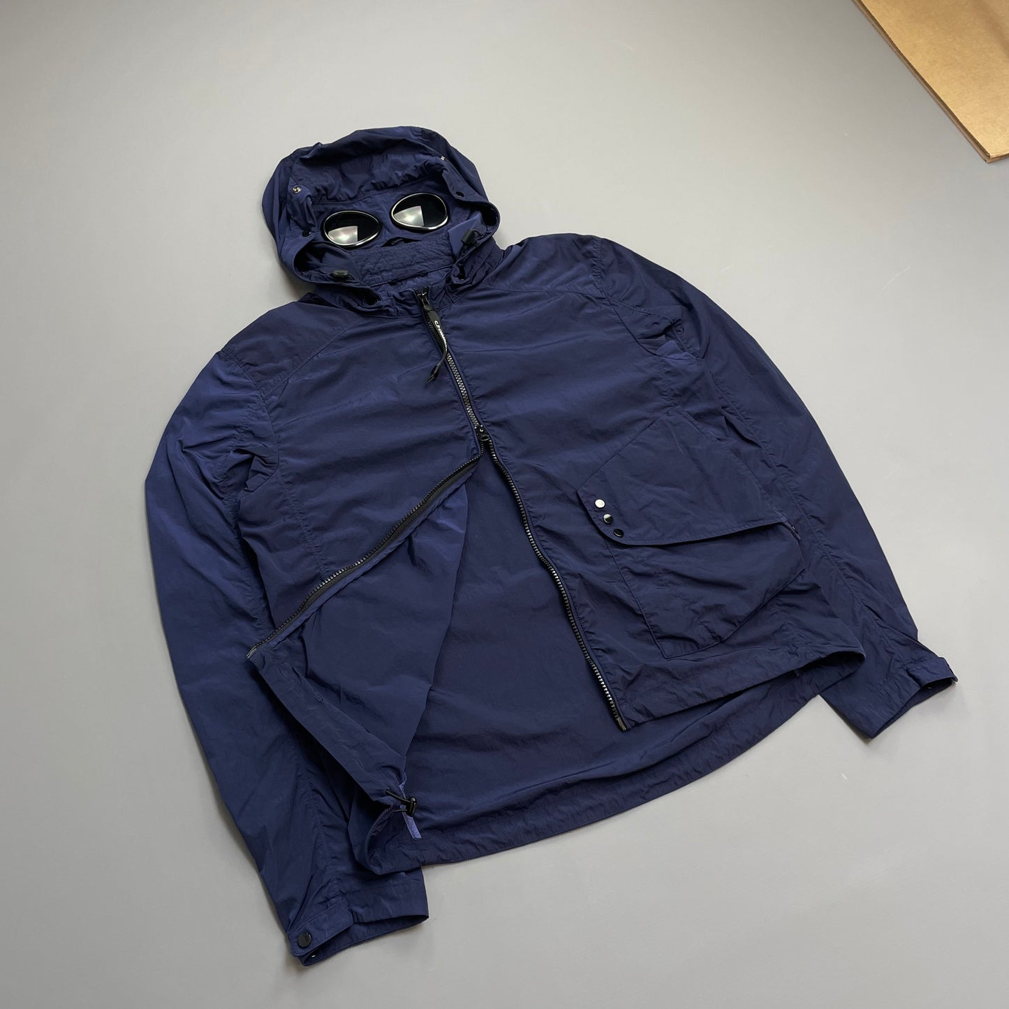 C.P. Company Blue Chrome Detachable Hood Goggle Jacket