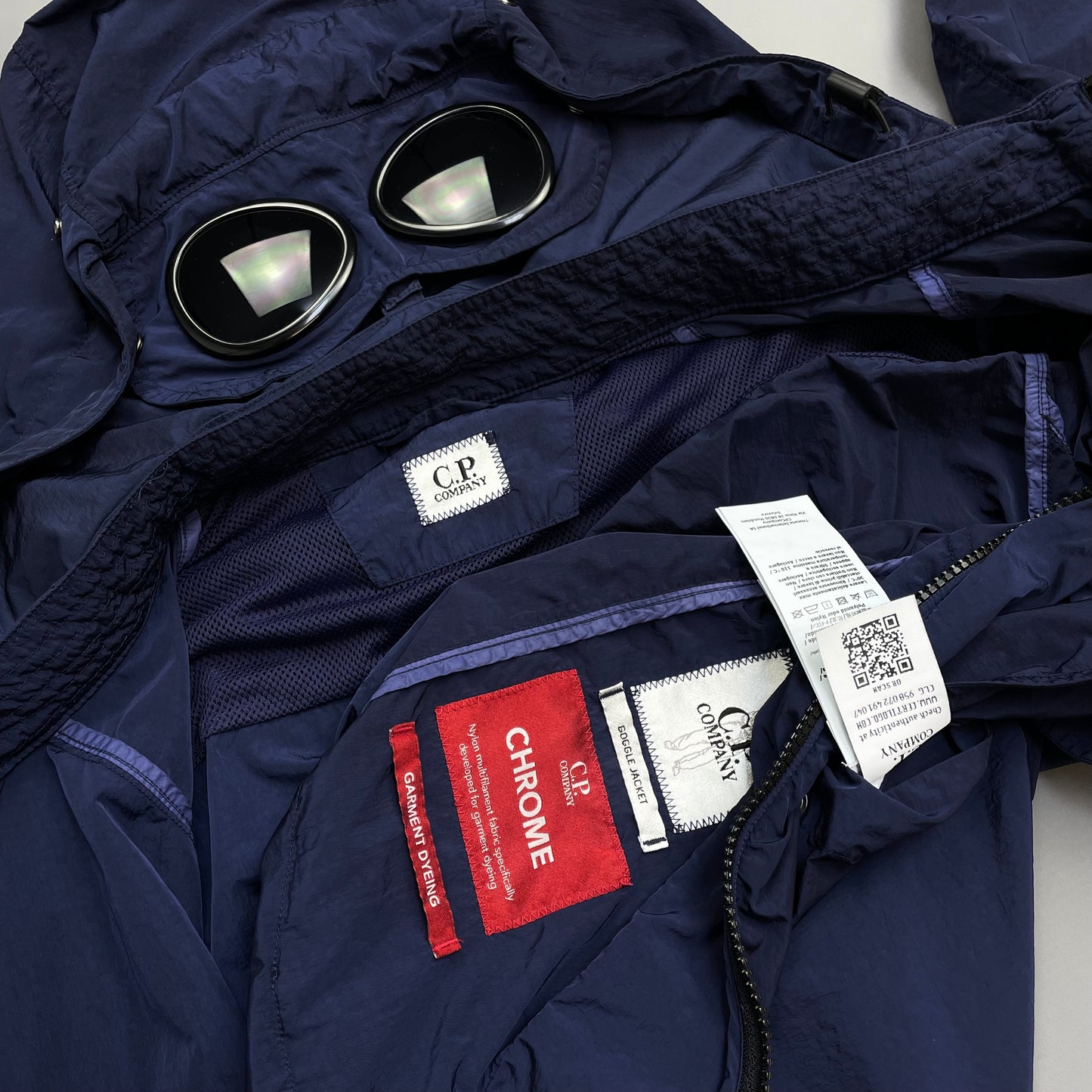 C.P. Company Blue Chrome Detachable Hood Goggle Jacket