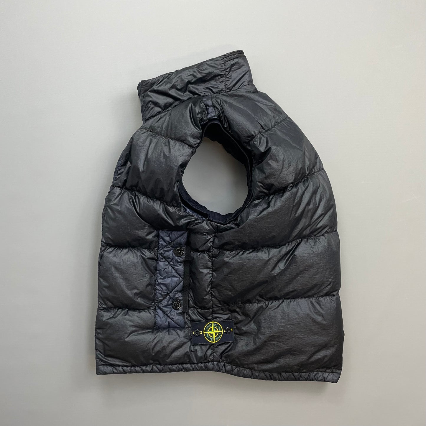Stone Island Navy & Black AW11 Two-Tone Nylon Garment Dyed 26GR X SQM Down Filled Gilet Vest