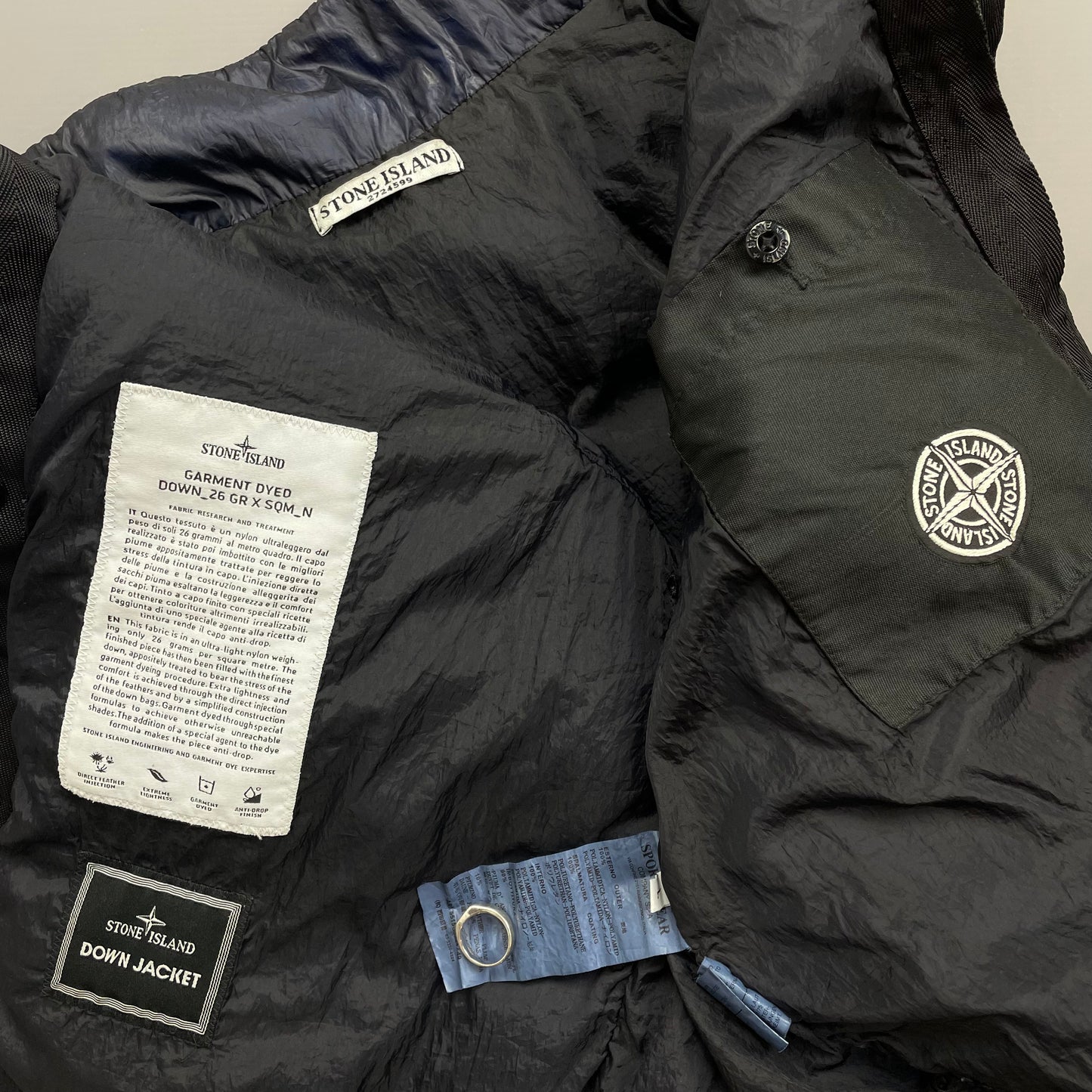 Stone Island Navy & Black AW11 Two-Tone Nylon Garment Dyed 26GR X SQM Down Filled Gilet Vest