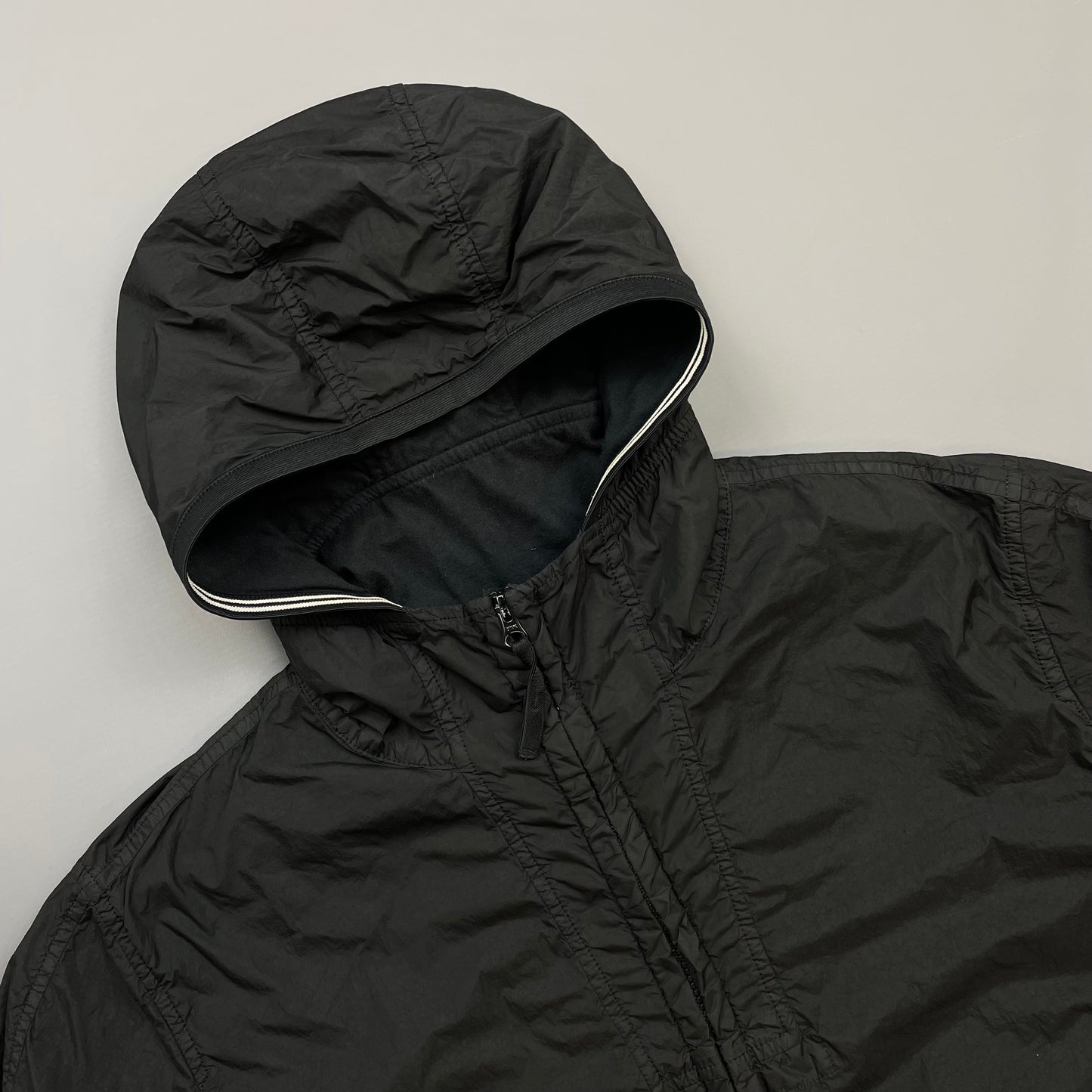Stone Island Black SS19 Garment Dyed Crinkle Reps NY Midweight Hooded Jacket