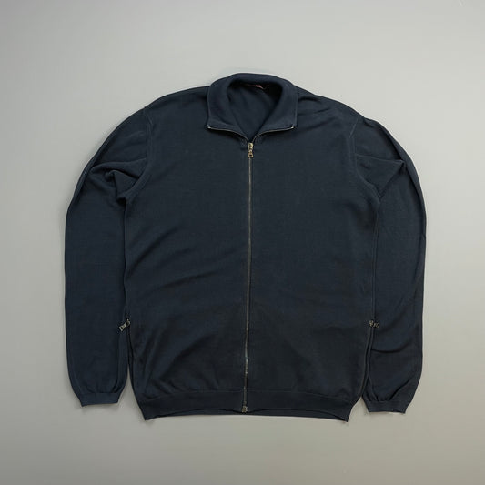 Prada Sport Navy 2007 Zip-Through Cotton Knit Cardigan Jumper