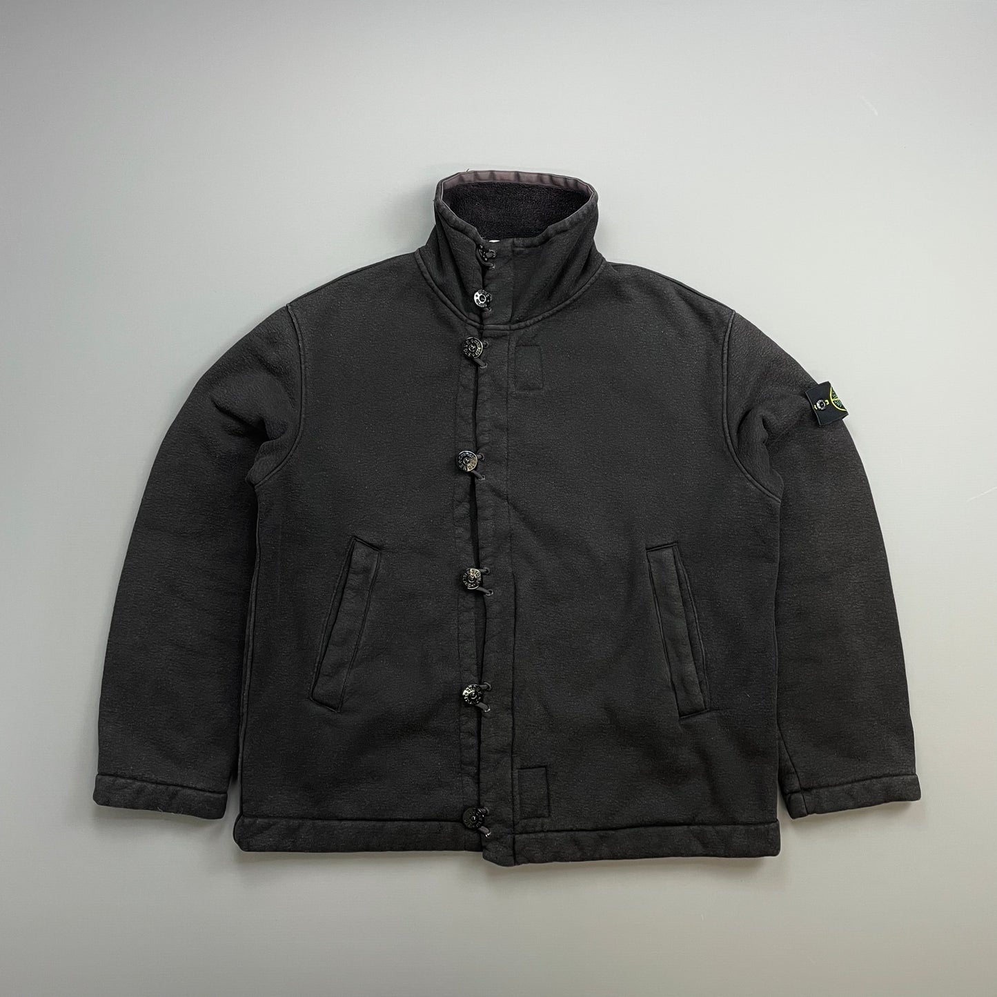 Stone Island Black AW00 Fleece Lined Buttoned Jacket