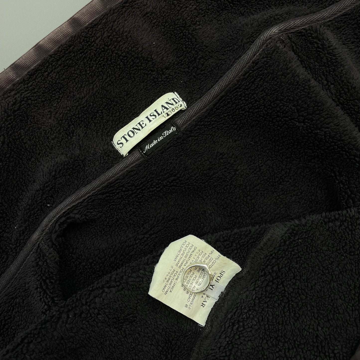 Stone Island Black AW00 Fleece Lined Buttoned Jacket