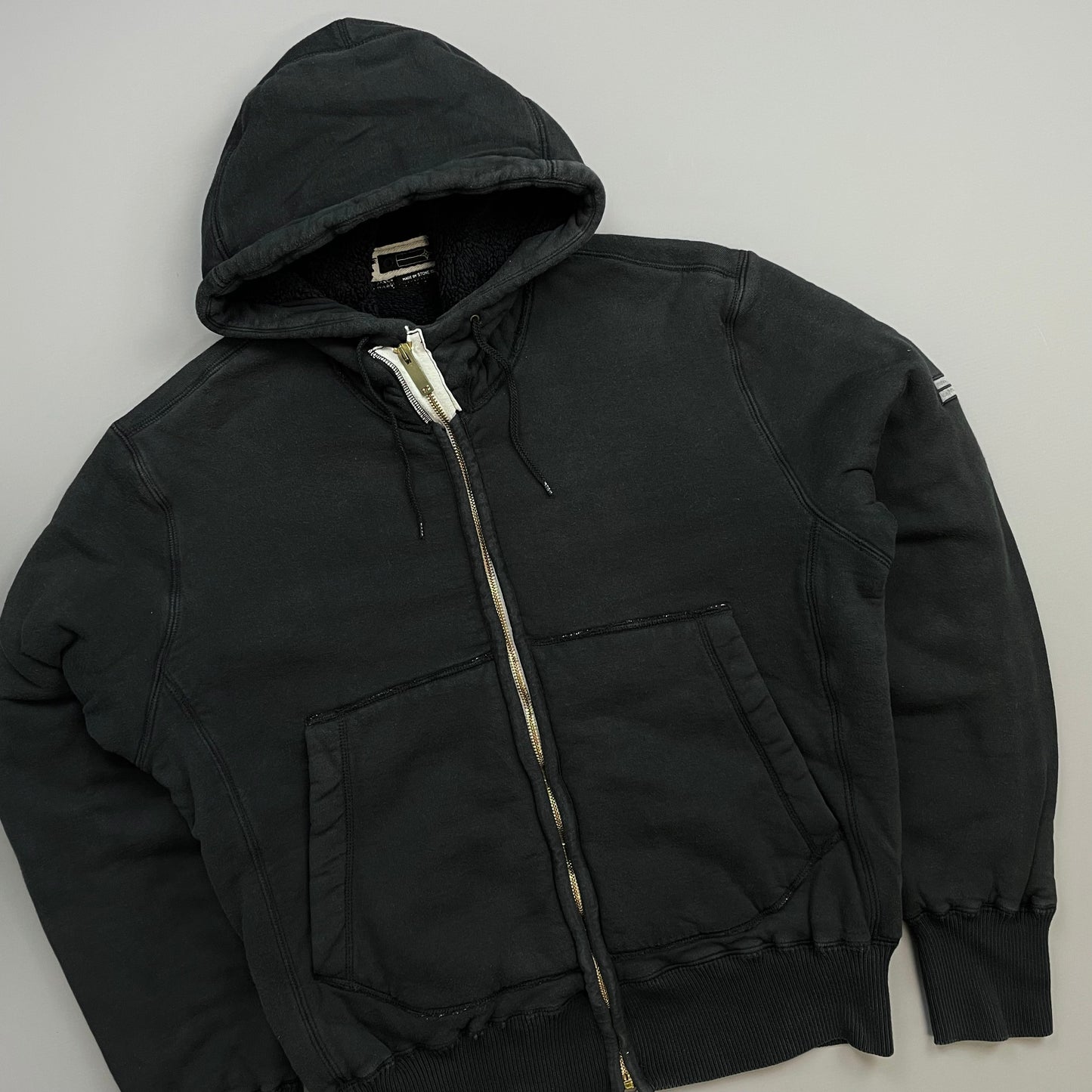 Stone Island Denims Black AW07 Fleece Lined Hooded Jacket