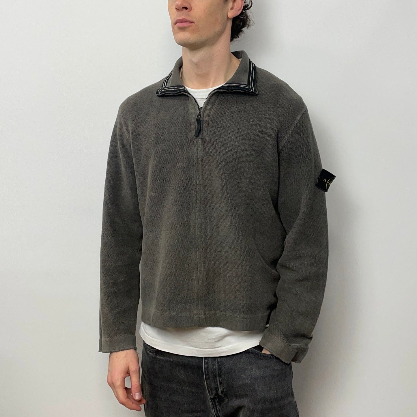 Stone Island Brown AW03 Half Zip Fleece Jumper