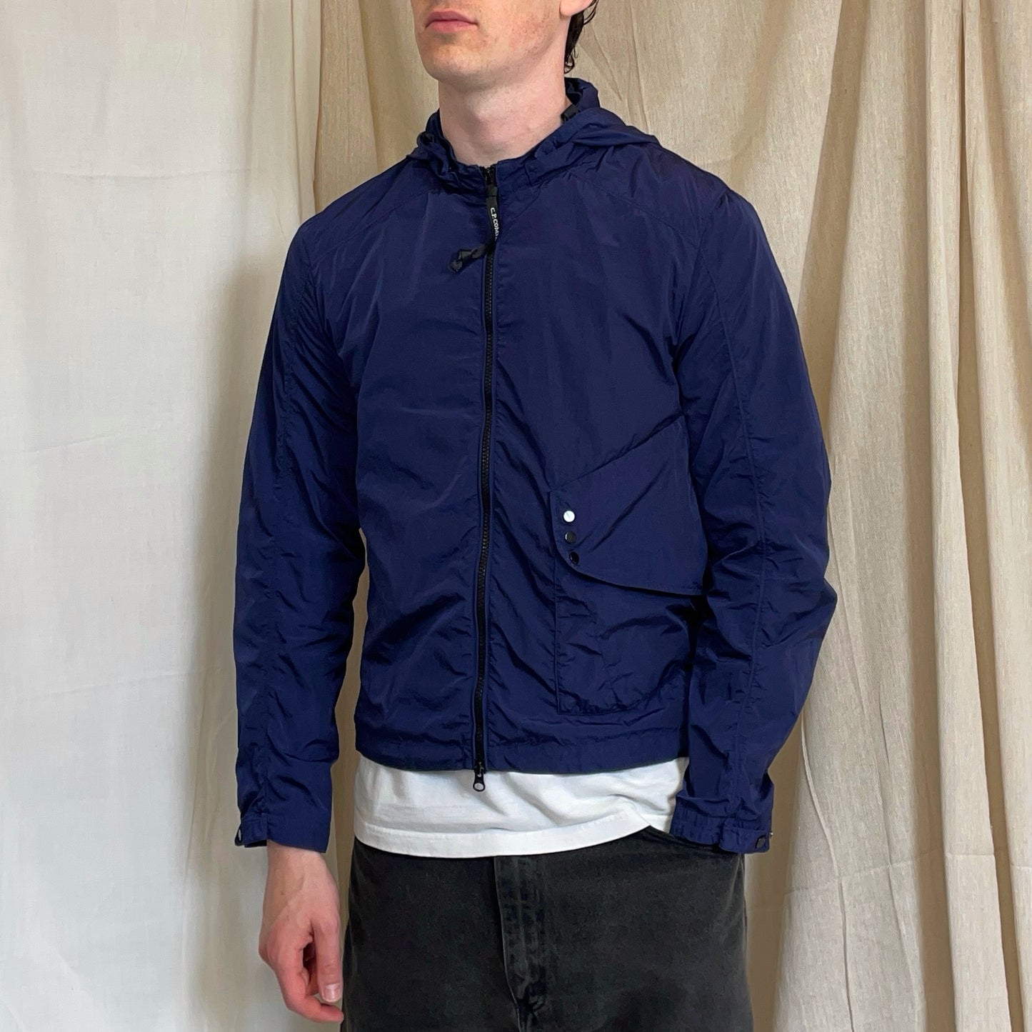 C.P. Company Blue Chrome Detachable Hood Goggle Jacket