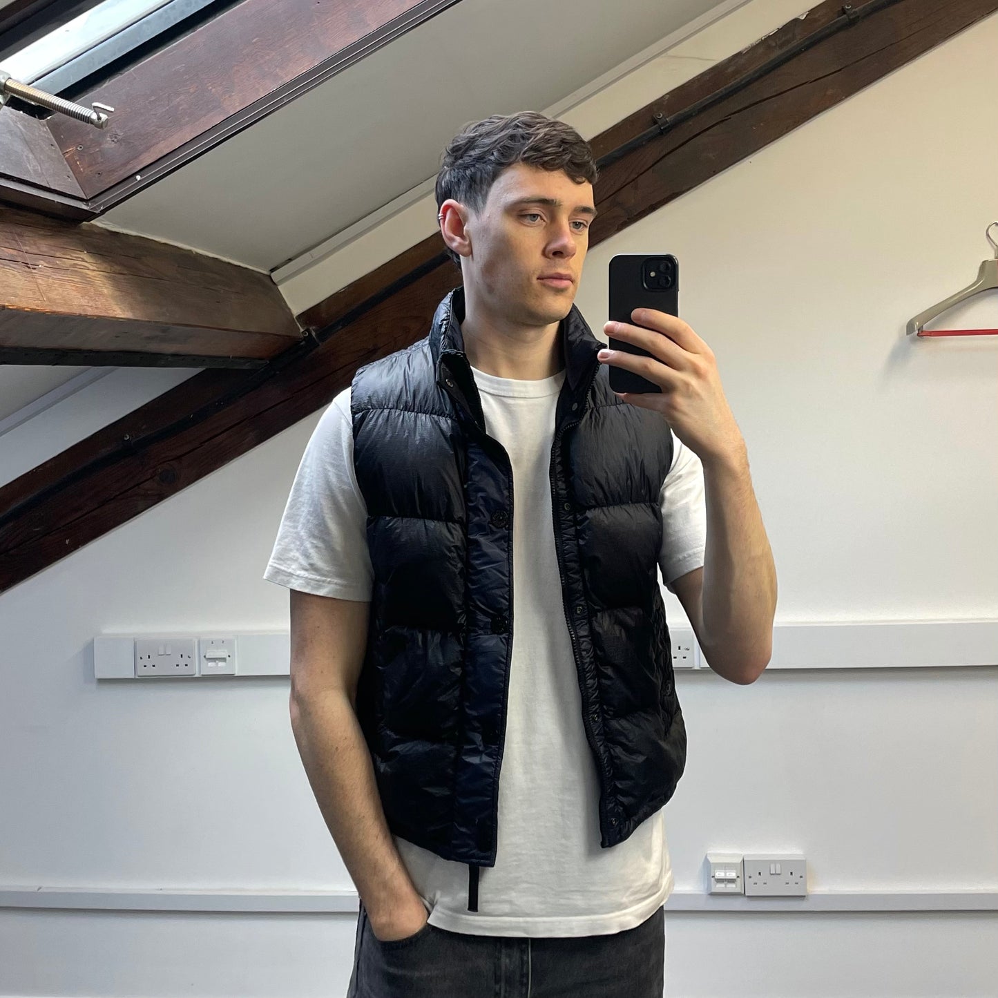 Stone Island Navy & Black AW11 Two-Tone Nylon Garment Dyed 26GR X SQM Down Filled Gilet Vest