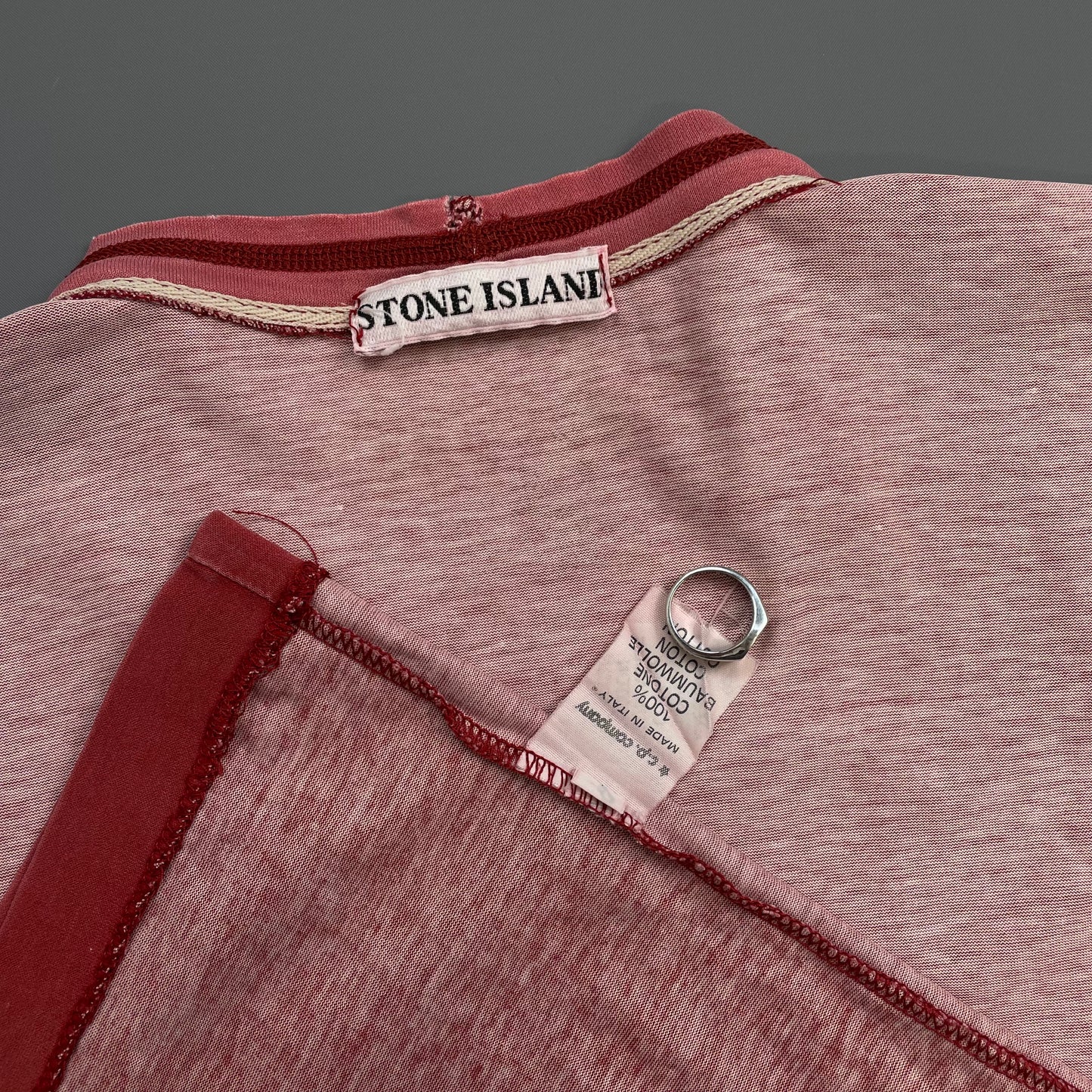 Stone Island Marina Red 80s Cotton Spellout Tee