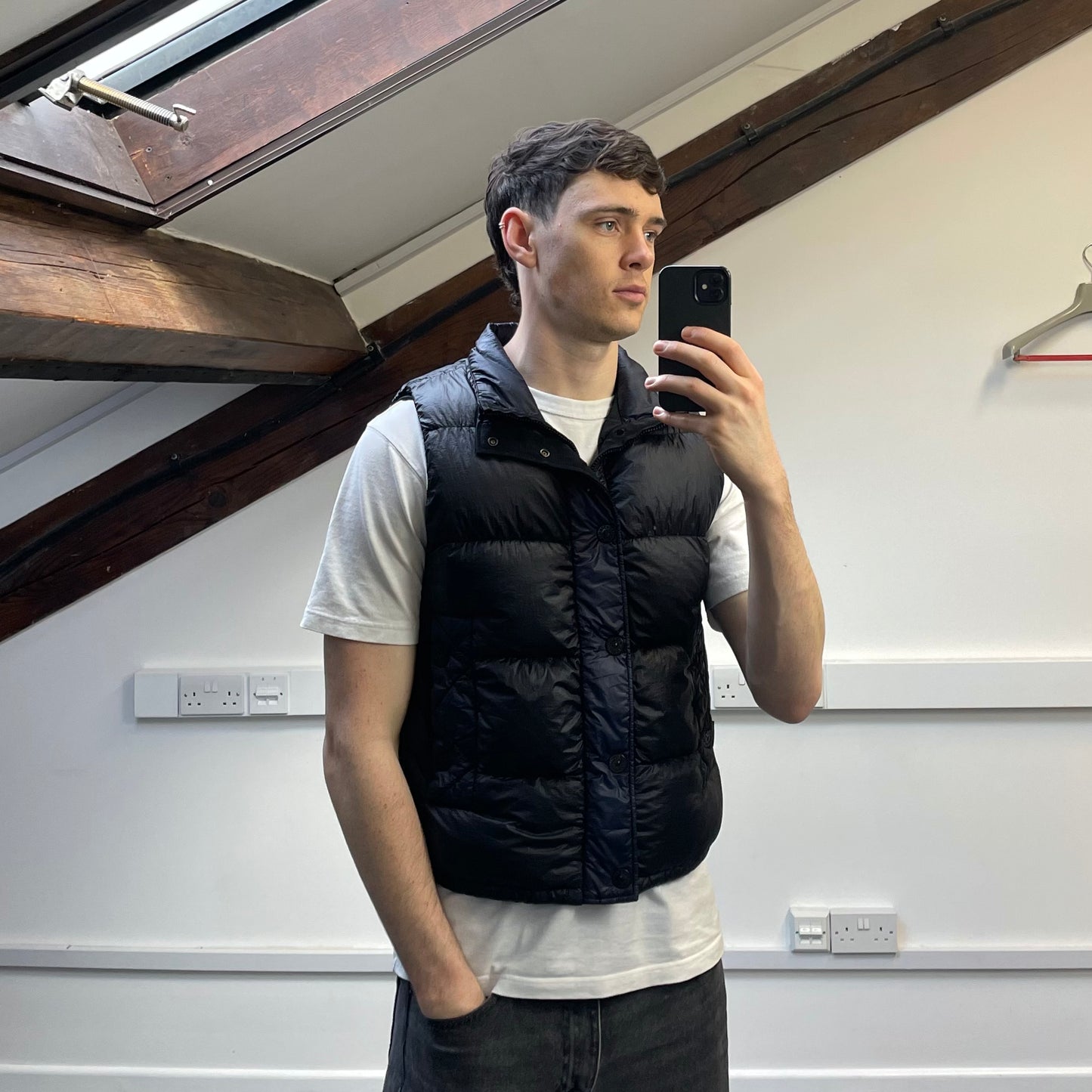Stone Island Navy & Black AW11 Two-Tone Nylon Garment Dyed 26GR X SQM Down Filled Gilet Vest