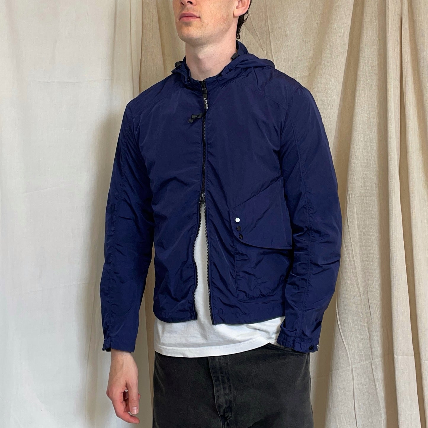C.P. Company Blue Chrome Detachable Hood Goggle Jacket