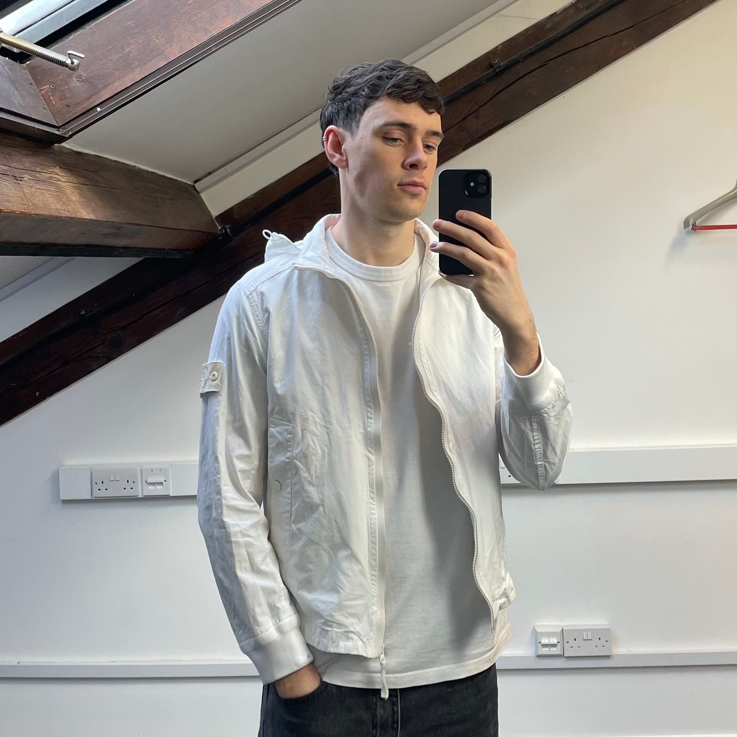 Stone Island White SS13 Weather Proof Cotton Ghost Piece Concealed Hood Jacket