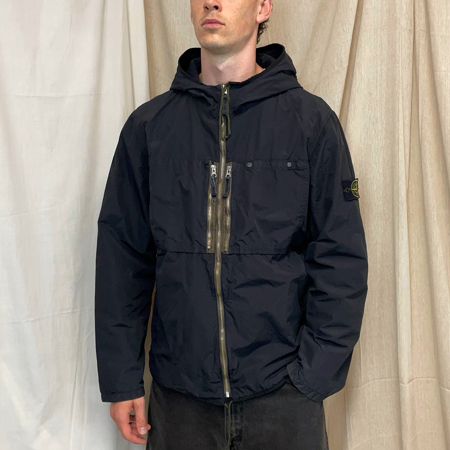 Stone Island Black AW10 Tela Resinata Coated Hooded Windbreaker Jacket