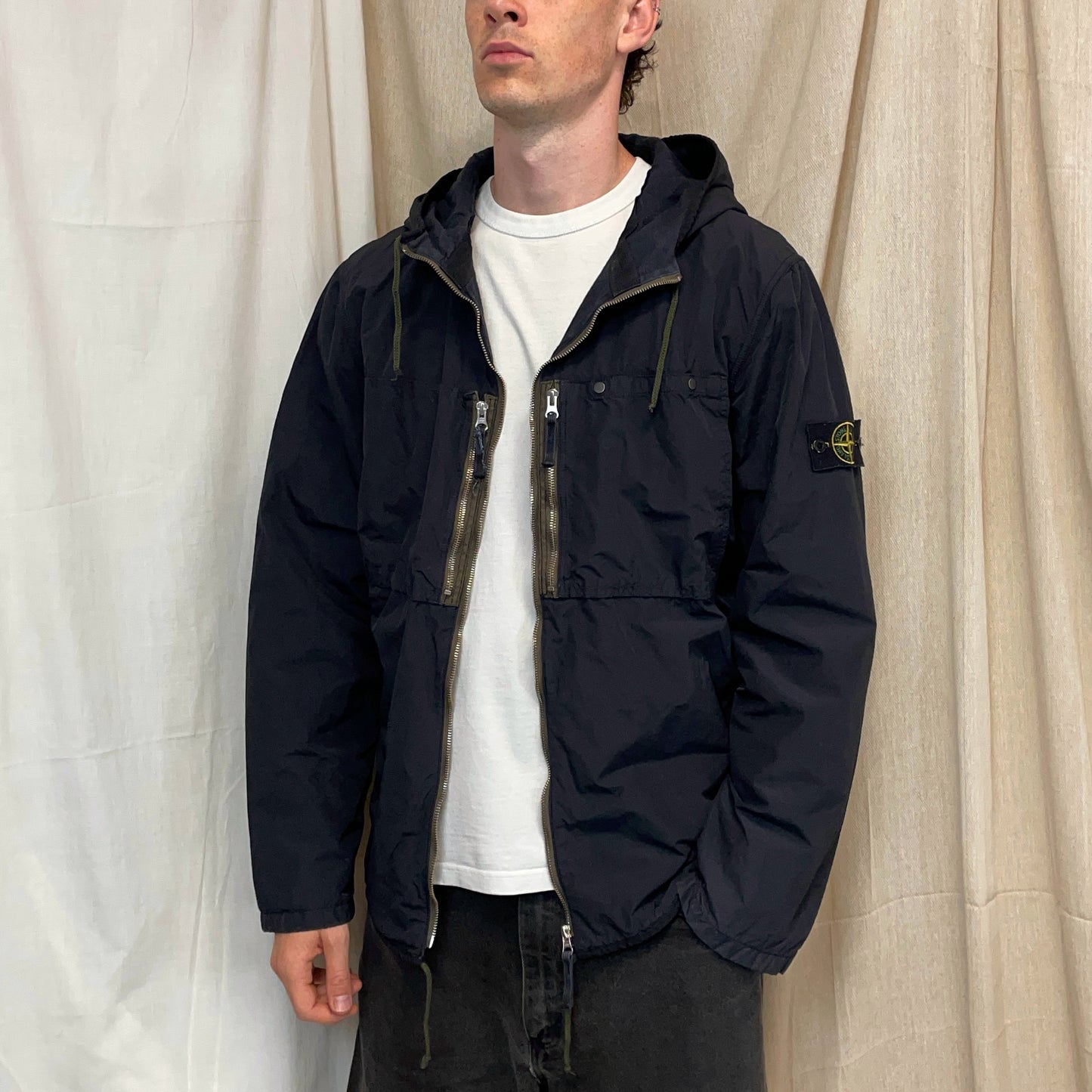 Stone Island Black AW10 Tela Resinata Coated Hooded Windbreaker Jacket