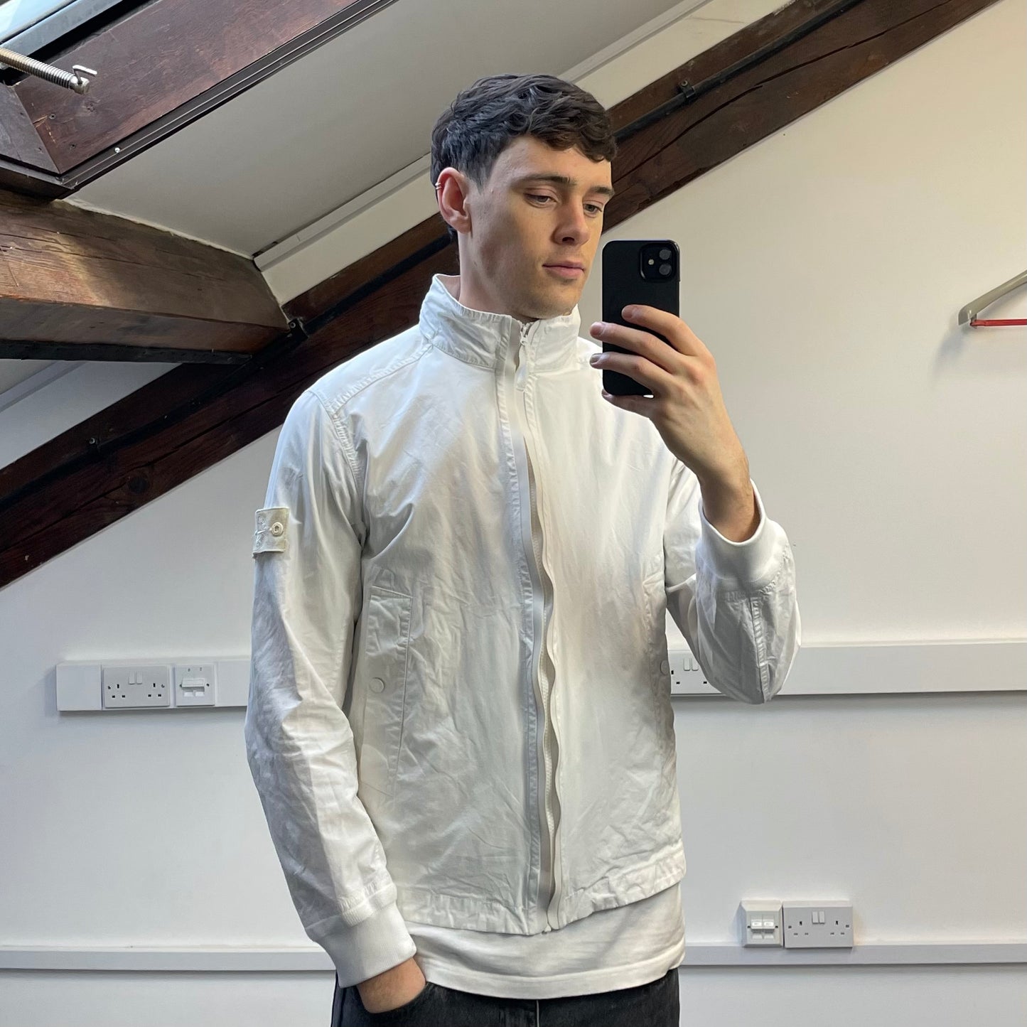 Stone Island White SS13 Weather Proof Cotton Ghost Piece Concealed Hood Jacket