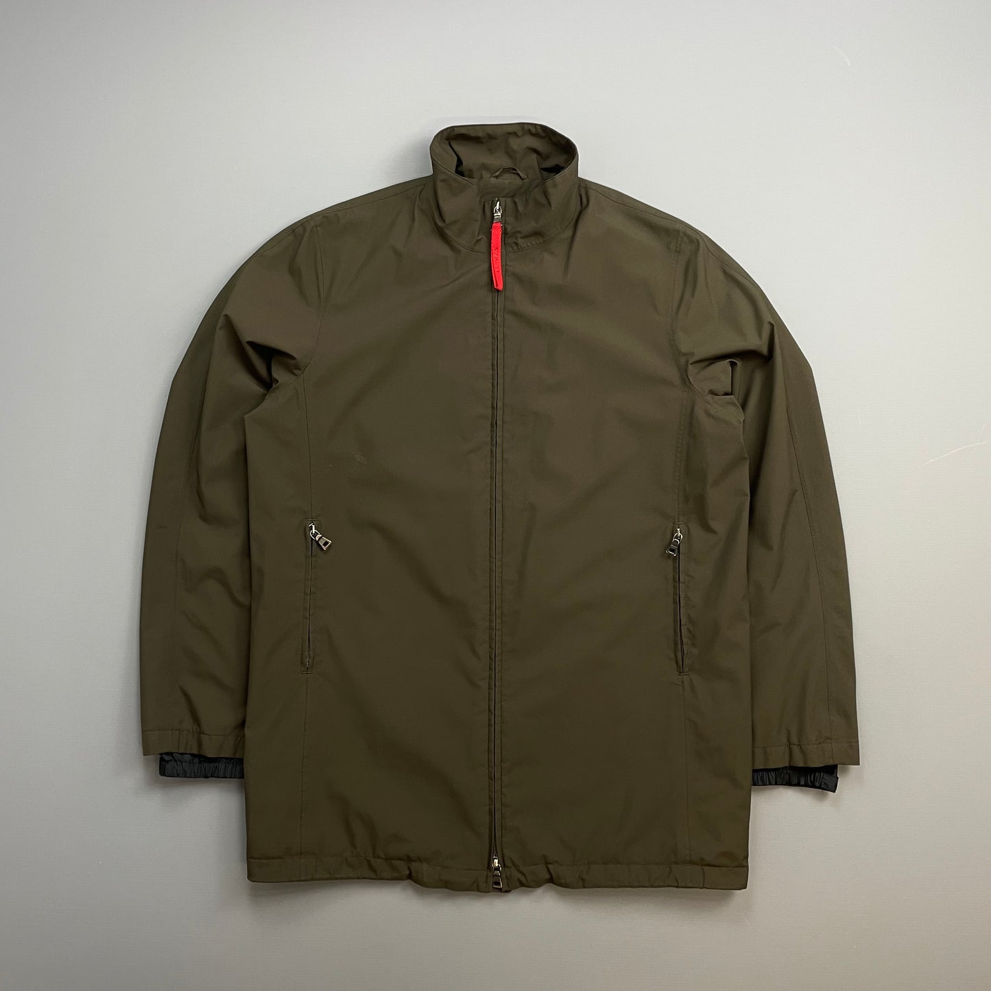 Prada Sport Khaki Brown 00s Goretex Waterproof Lined Trench Coat