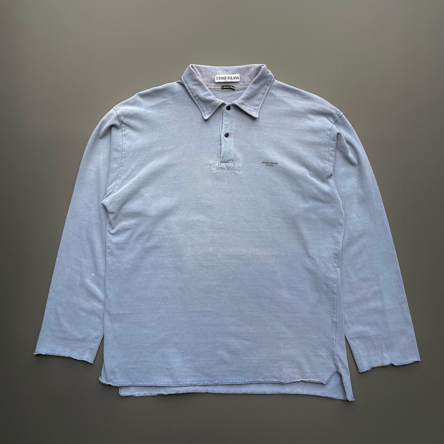 Stone Island Blue 90s Marina Long Sleeve Polo Shirt