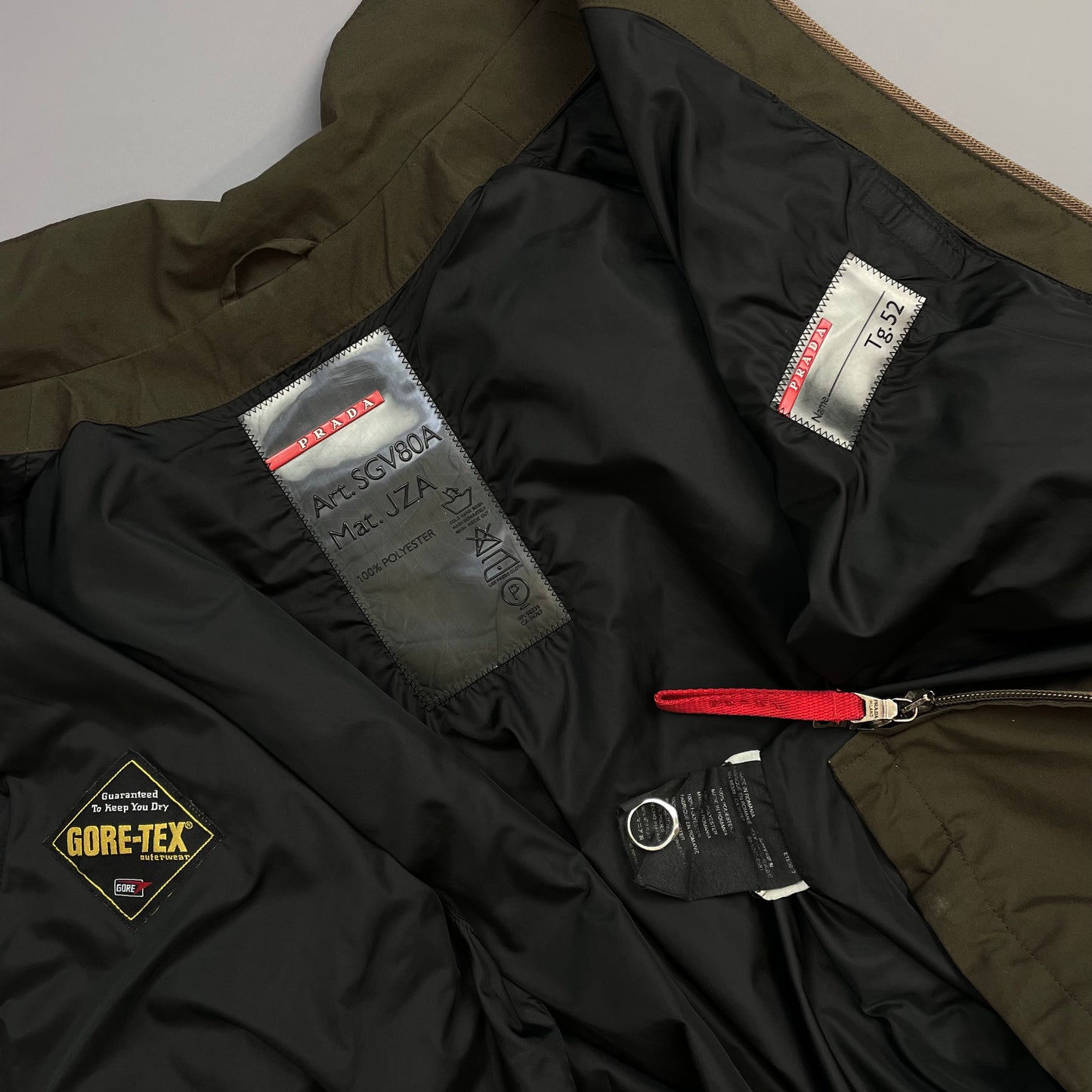 Prada Sport Khaki Brown 00s Goretex Waterproof Lined Trench Coat