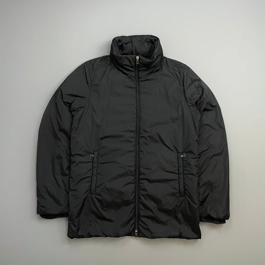 Prada Sport Black 00s Nylon Padded Concealed Hood Longline Jacket