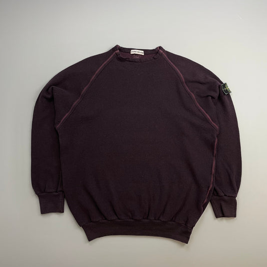 Stone Island Burgundy 80s Wool Blend Knit Jumper