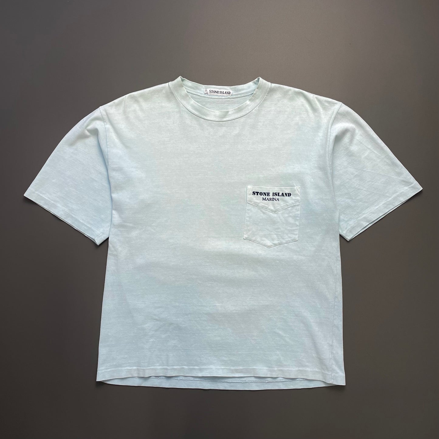 Stone Island Marina Light Blue 80s Spellout Pocket Tee