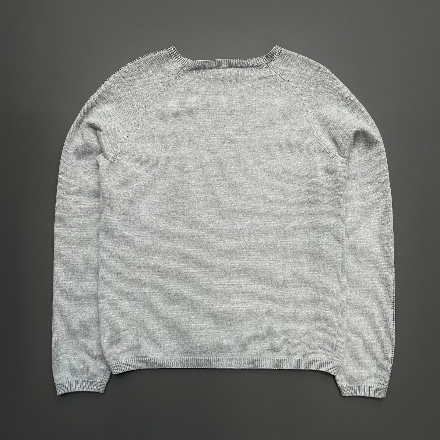 Armani Jeans Light Grey 00s Contrast Stitch Knit Jumper