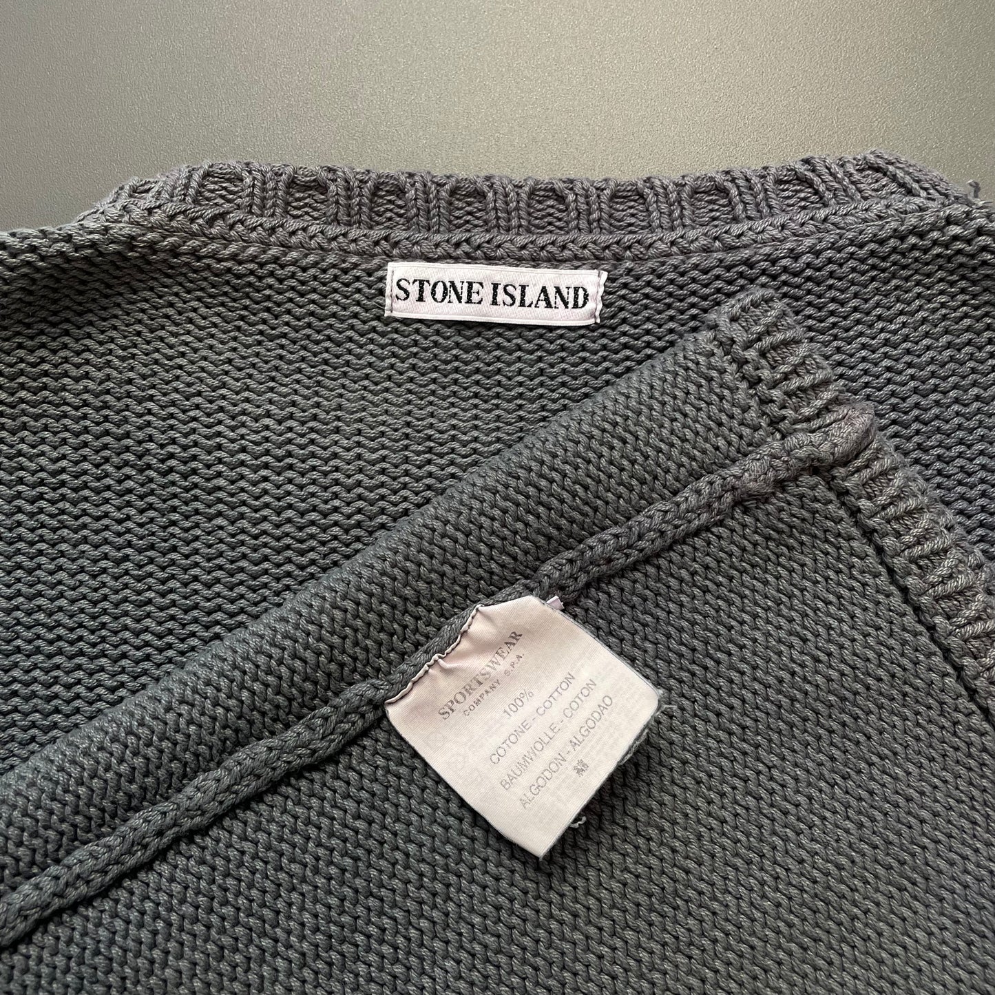 Stone Island Grey AW99 Heavyweight Knit Crewneck Jumper