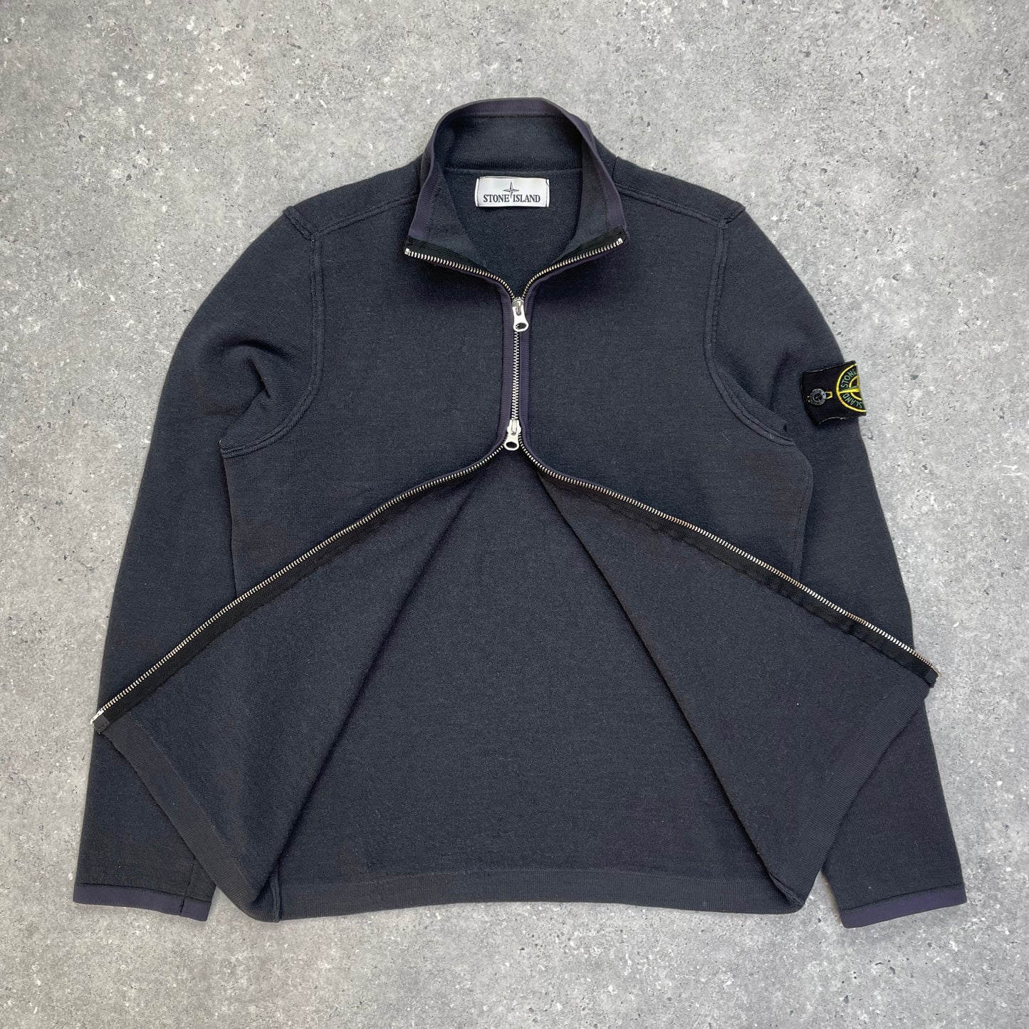 Stone Island Grey Zip-Through Lightweight Knit Jumper