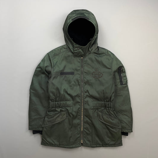 Prada Milano Green 2006 Nylon Sheep Fur Ski-Style Utility Hooded Jacket