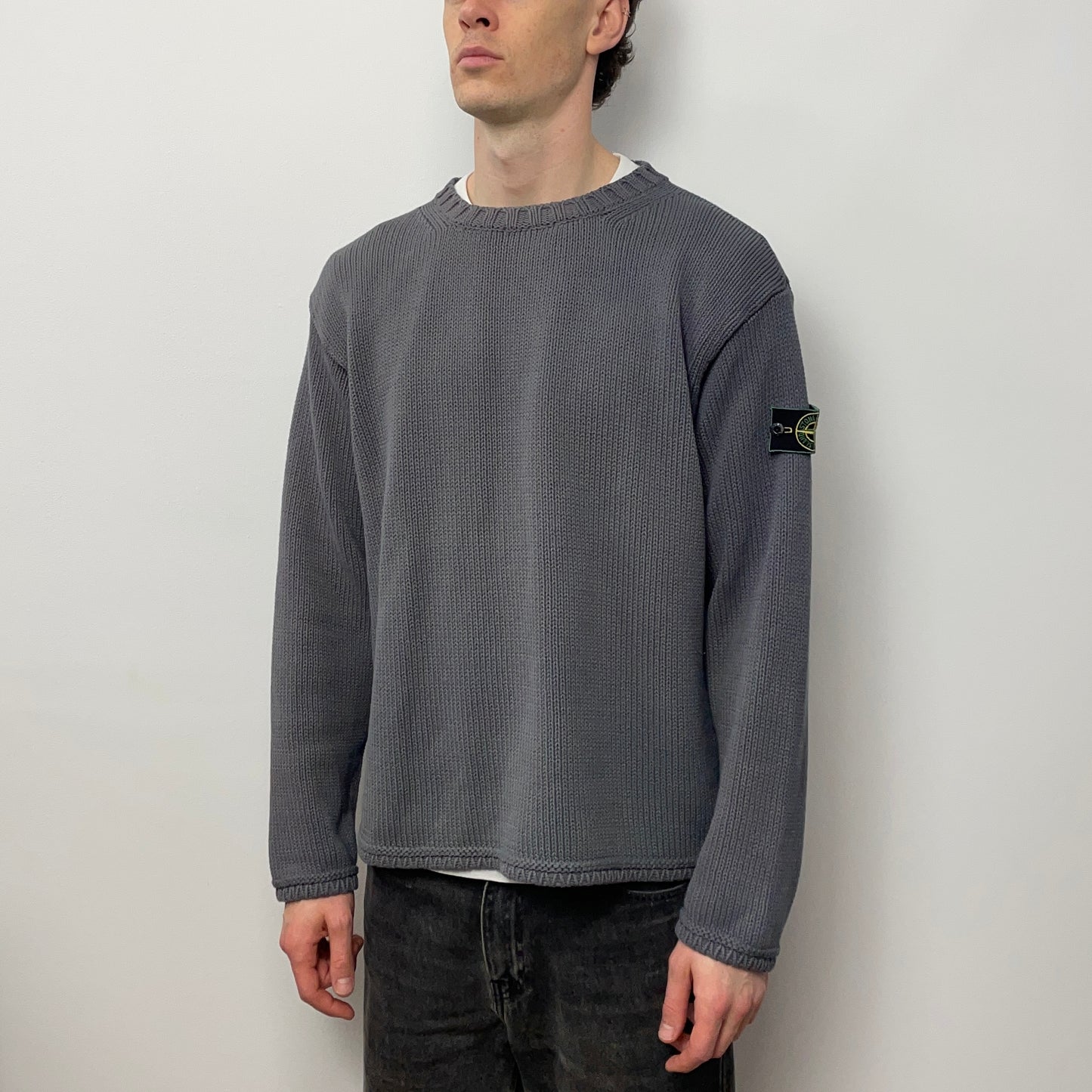 Stone Island Grey AW99 Heavyweight Knit Crewneck Jumper