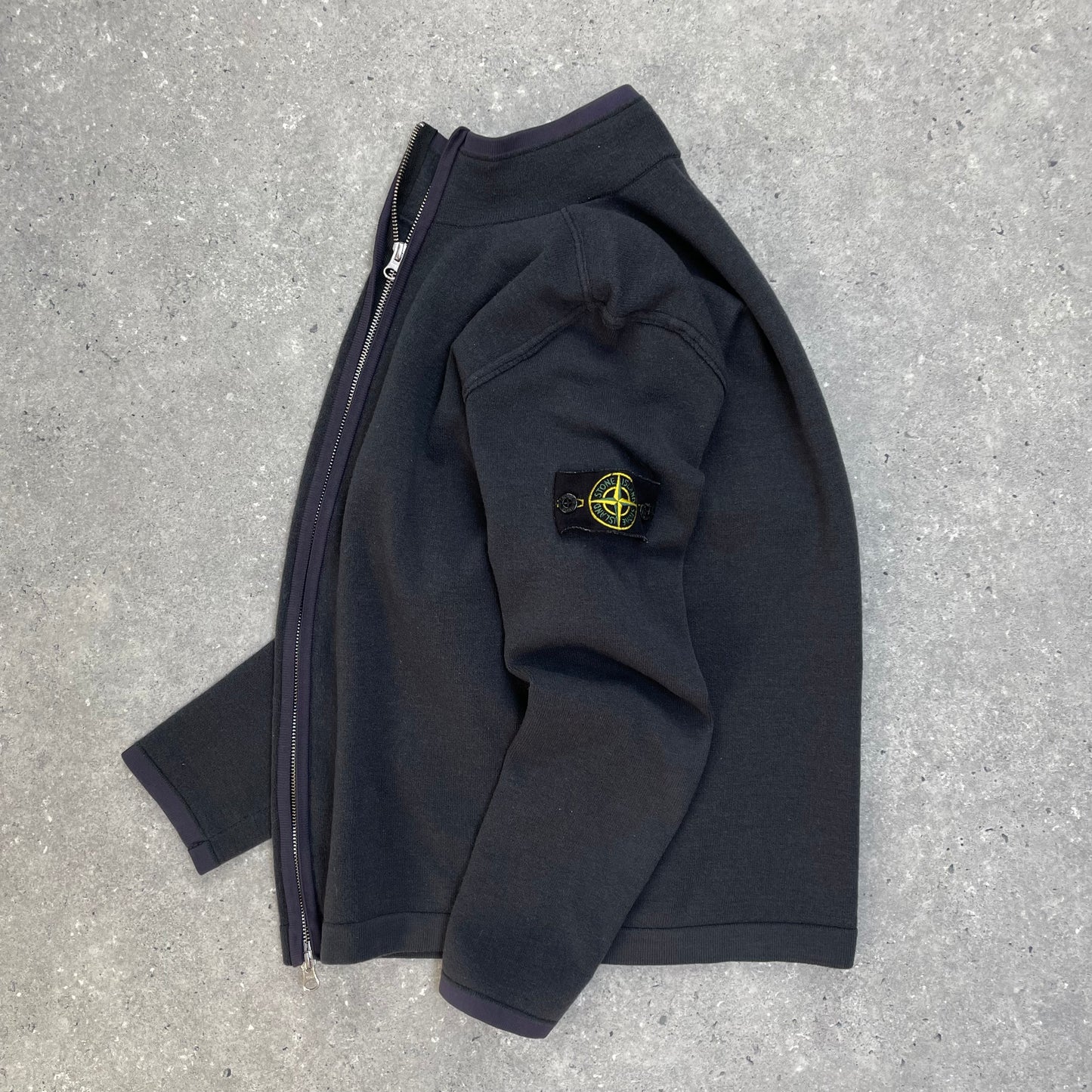 Stone Island Grey Zip-Through Lightweight Knit Jumper