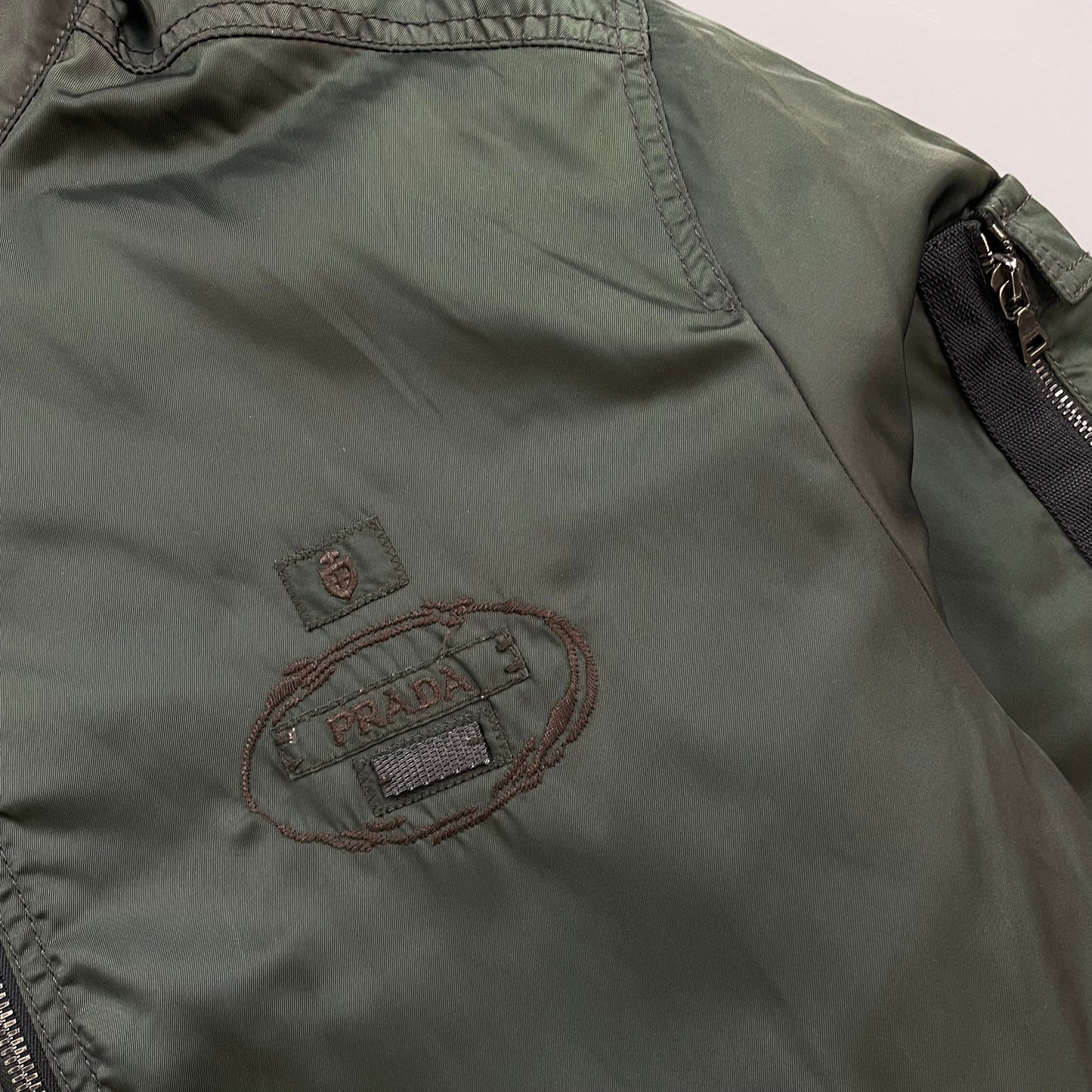 Prada Milano Green 2006 Nylon Sheep Fur Ski-Style Utility Hooded Jacket