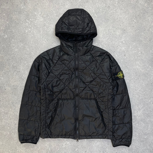 Stone Island Black Quilted Micro Yarn Hooded Jacket