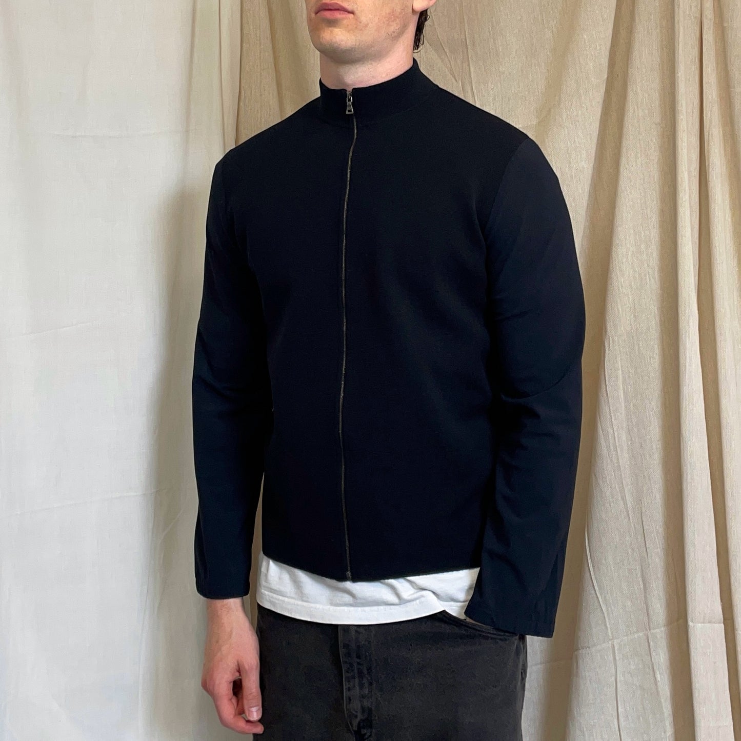 Prada Sport Navy SS00 Lightweight Zip-Through Nylon Panelled Jacket