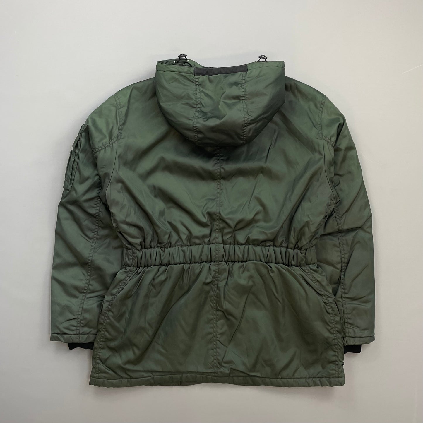 Prada Milano Green 2006 Nylon Sheep Fur Ski-Style Utility Hooded Jacket