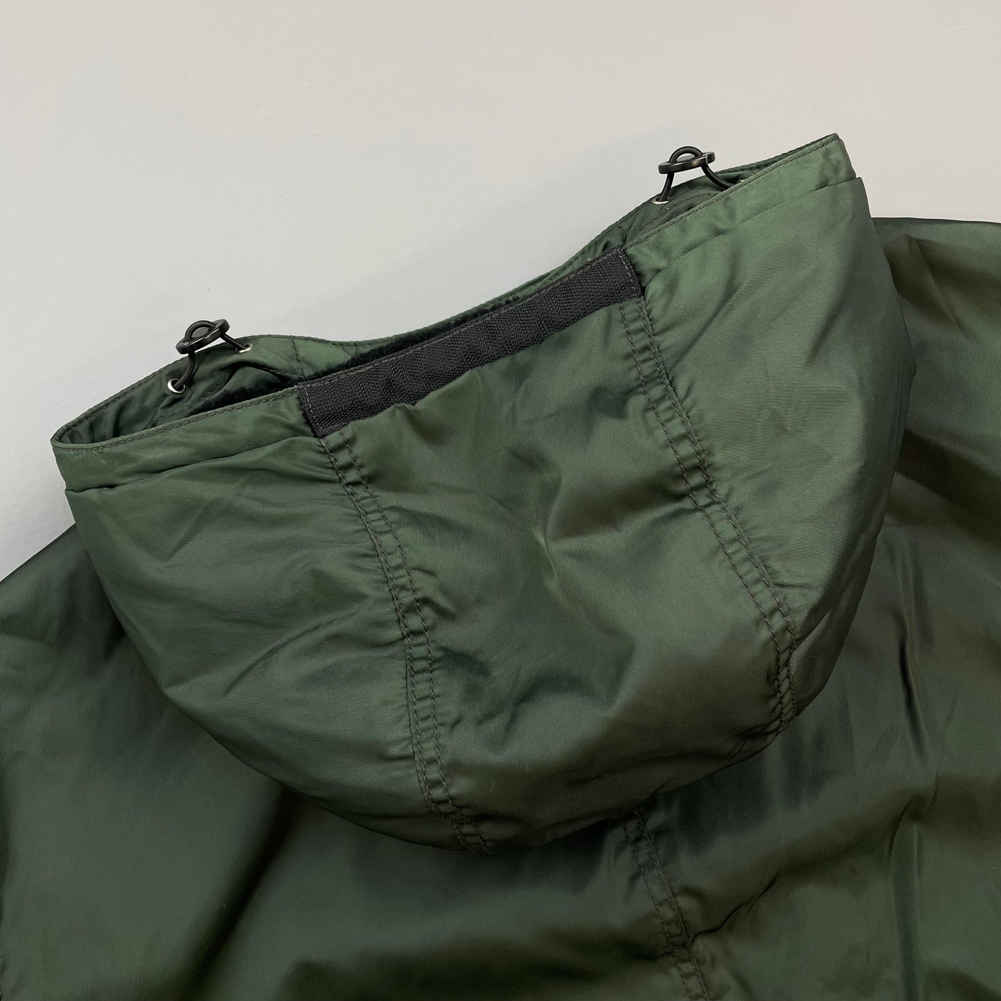 Prada Milano Green 2006 Nylon Sheep Fur Ski-Style Utility Hooded Jacket