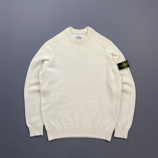 Stone Island Cream AW18 Midweight Wool Knit Crewneck Jumper