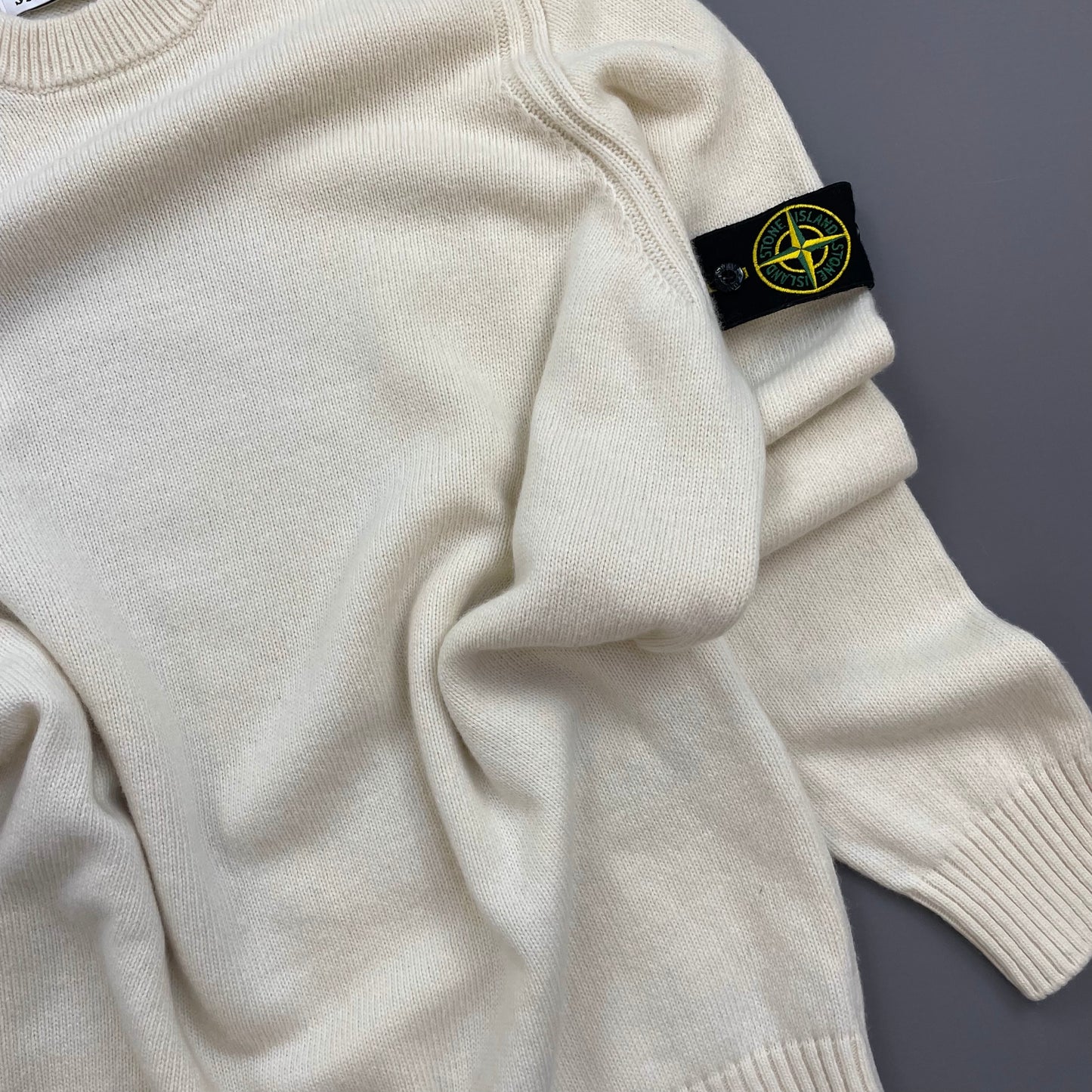 Stone Island Cream AW18 Midweight Wool Knit Crewneck Jumper