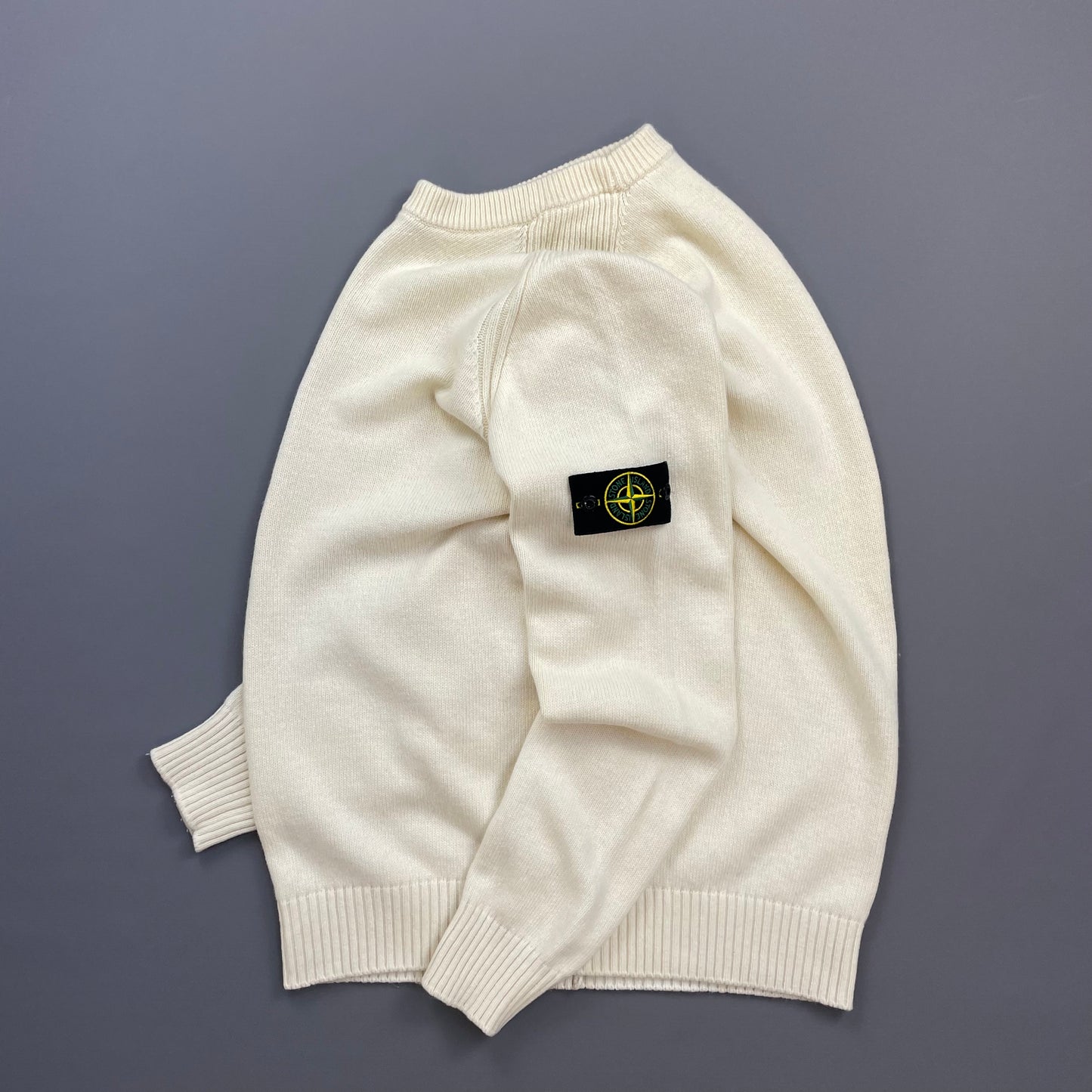Stone Island Cream AW18 Midweight Wool Knit Crewneck Jumper