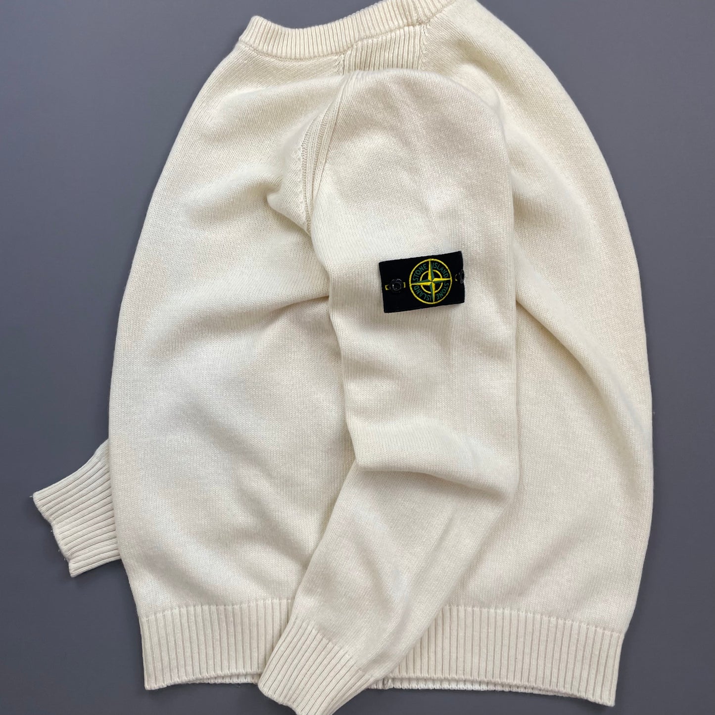 Stone Island Cream AW18 Midweight Wool Knit Crewneck Jumper