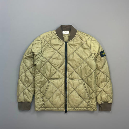 Stone Island Olive Green AW18 Micro Yarn Quilted Bomber Jacket