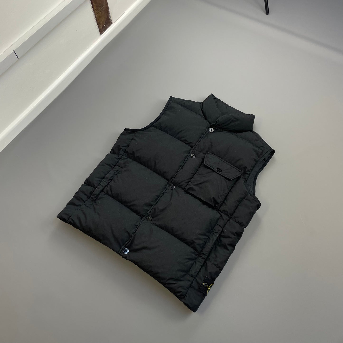 Stone Island Black AW21 Naslan Light Watro Down TC Puffer Gilet Vest