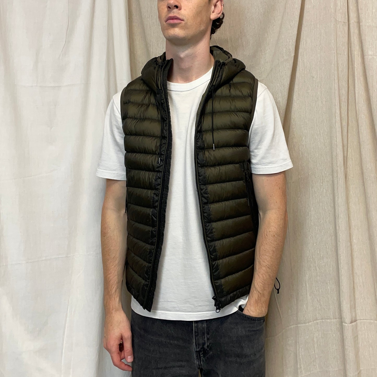 C.P. Company Khaki Green DD Shell Goggle Gilet Vest
