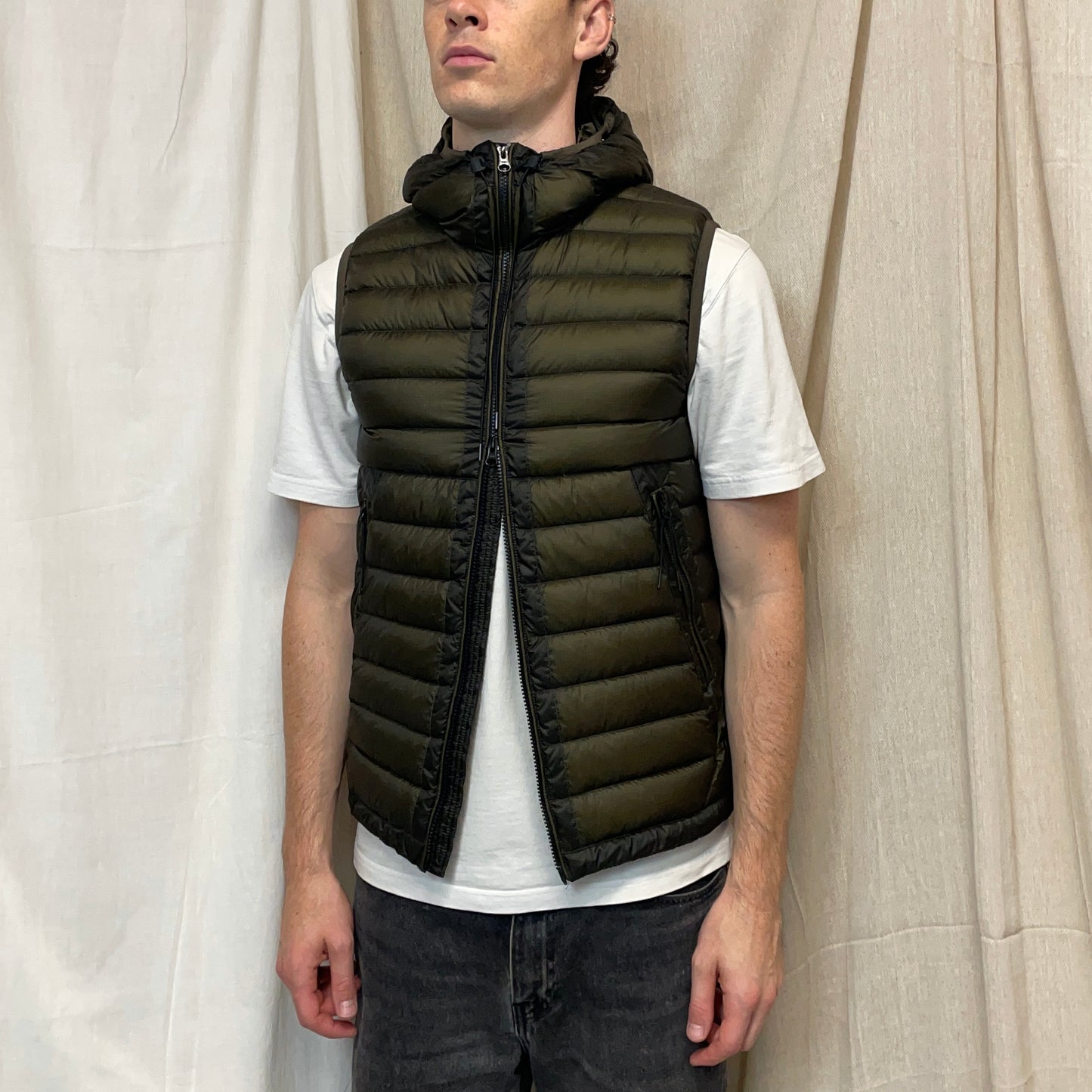 C.P. Company Khaki Green DD Shell Goggle Gilet Vest