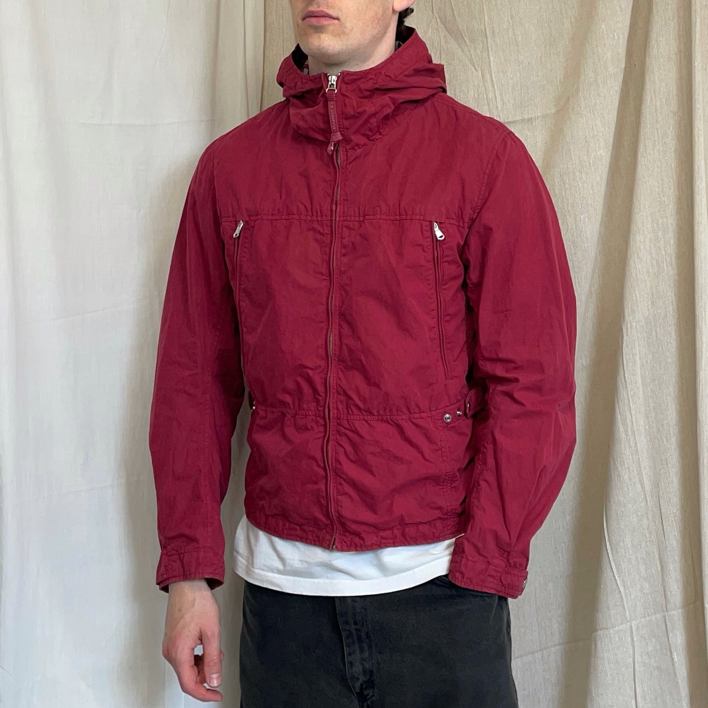 C.P. Company Red SS05 Coated Cotton Hooded Windbreaker Jacket