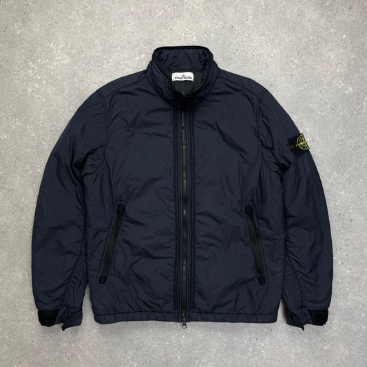 Stone Island Navy Padded Garment Dyed Crinkle Reps Jacket