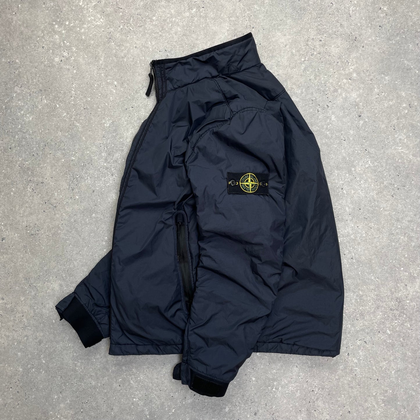 Stone Island Navy Padded Garment Dyed Crinkle Reps Jacket