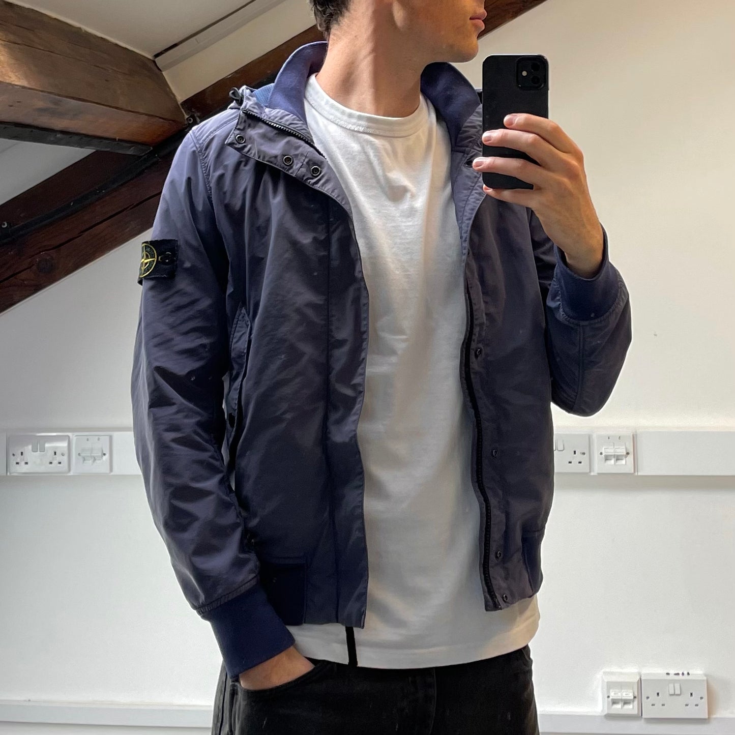 Stone Island Blue Micro Reps Hooded Jacket
