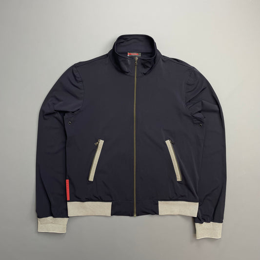 Prada Sport Navy 00s Nylon Stripe Detailed Track Jacket